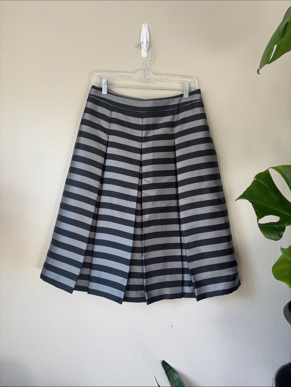 Halogen Black and Gray Striped A-Line Skirt